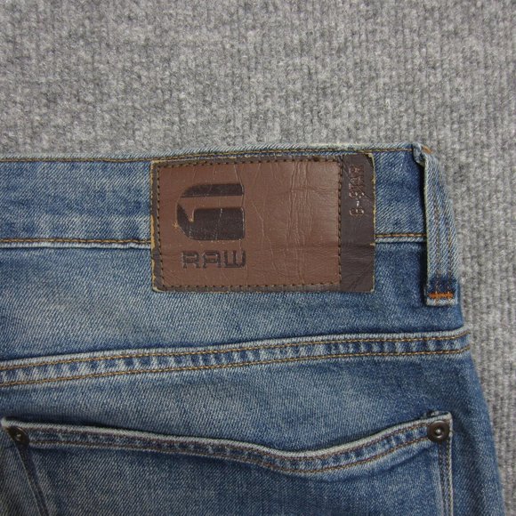 G Raw Jeans Mens 38 Blue Medium Wash Distressed Straight - Picture 6 of 13